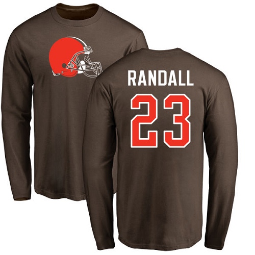Men Cleveland Browns Damarious Randall Brown Jersey #23 NFL Football Name and Number Logo Long Sleeve T Shirt